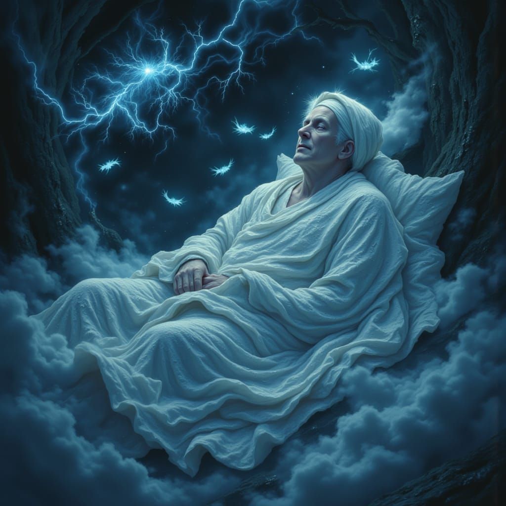 Dreaming Woman in Imaginative Dreamscape, Boris Kustodiev St...