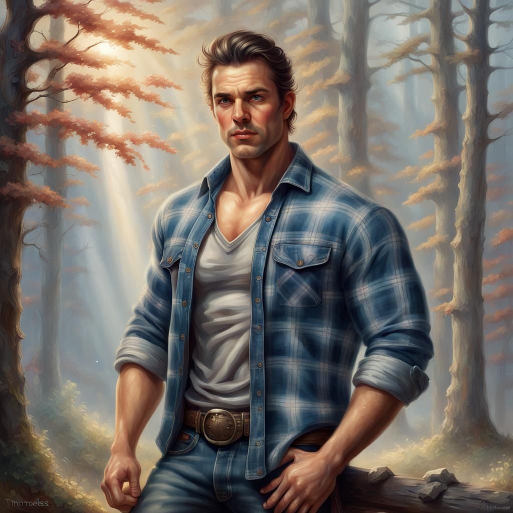 Handsome Lumberjack in Ethereal Fantasy Style