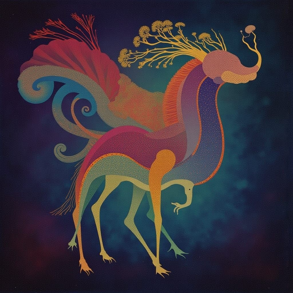 Divine Lupin Gathering in Ethereal Kaleidoscope Style