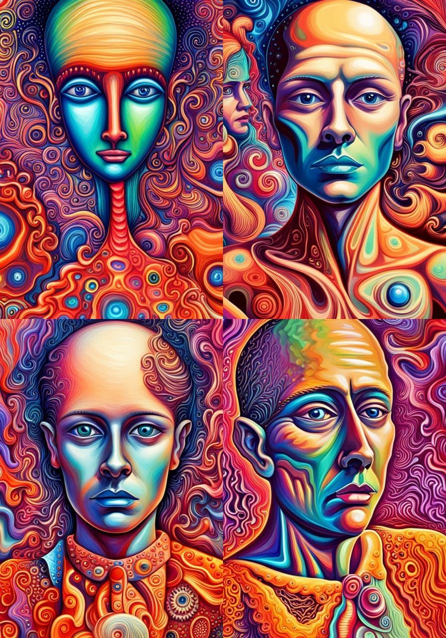 Surreal Alien Portrait in Vibrant Abstract Colors