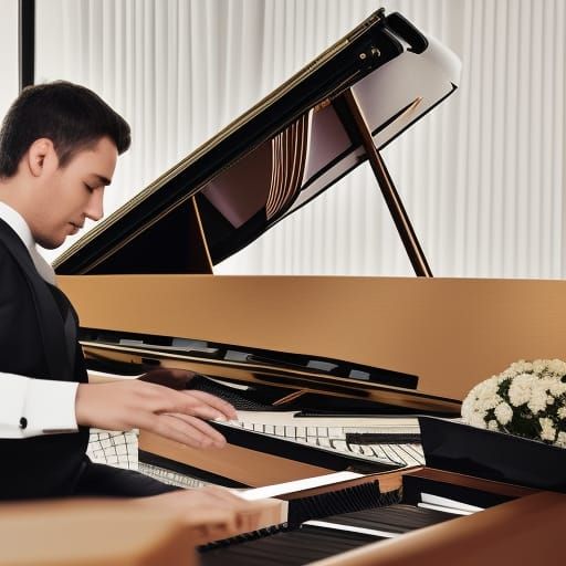 Gentleman Playing Piano in Luxury Hotel