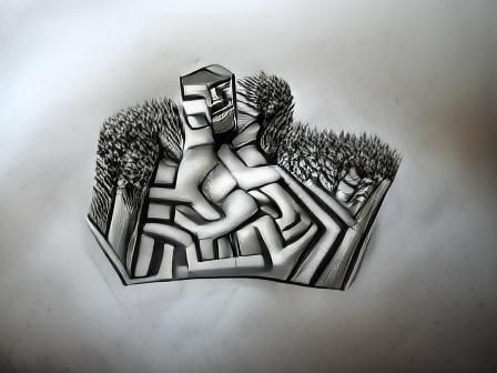 High-Angle View of a Logical Hedge Maze