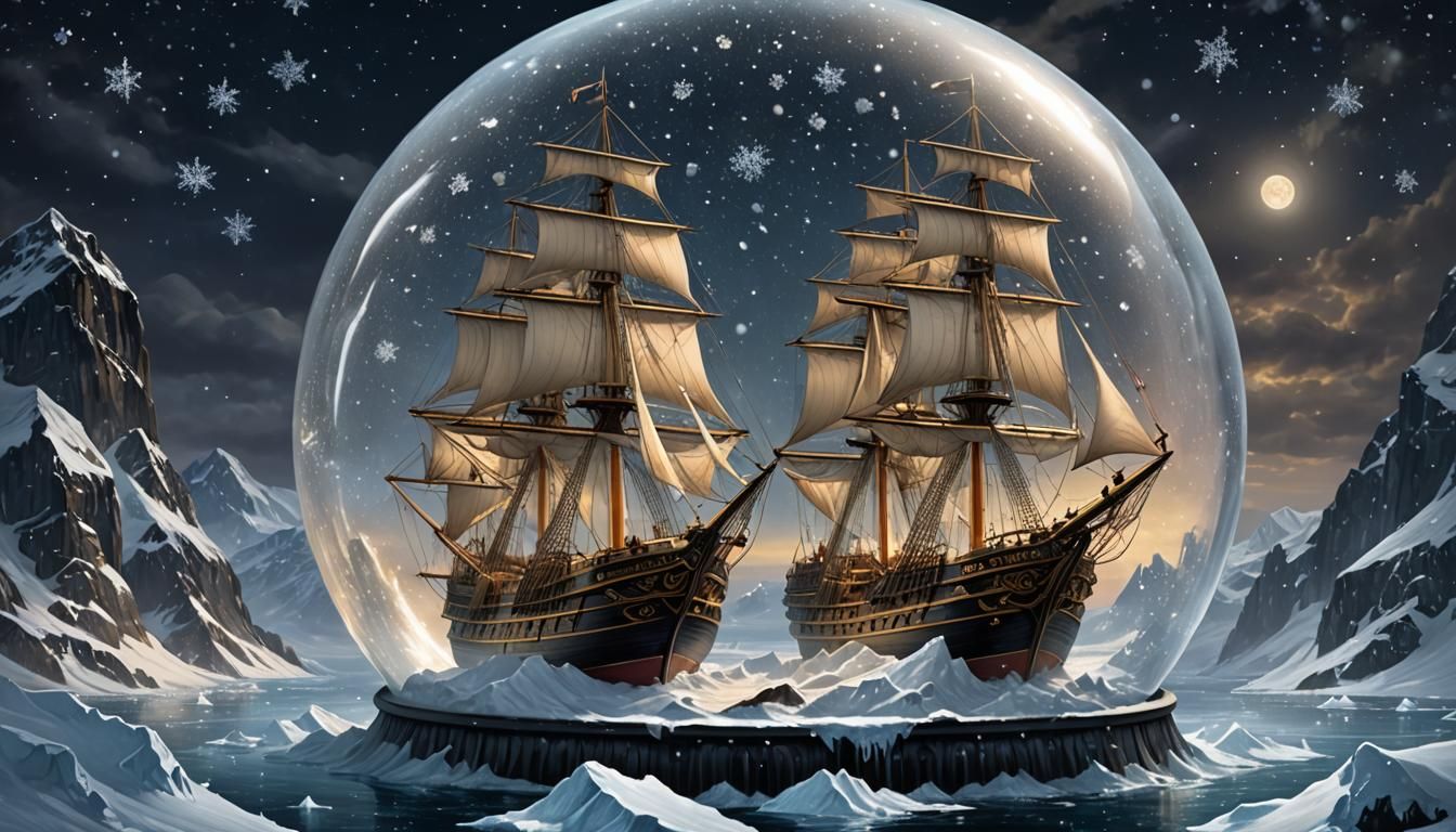 Antarctica:  The Ship Race in the Snow Globe