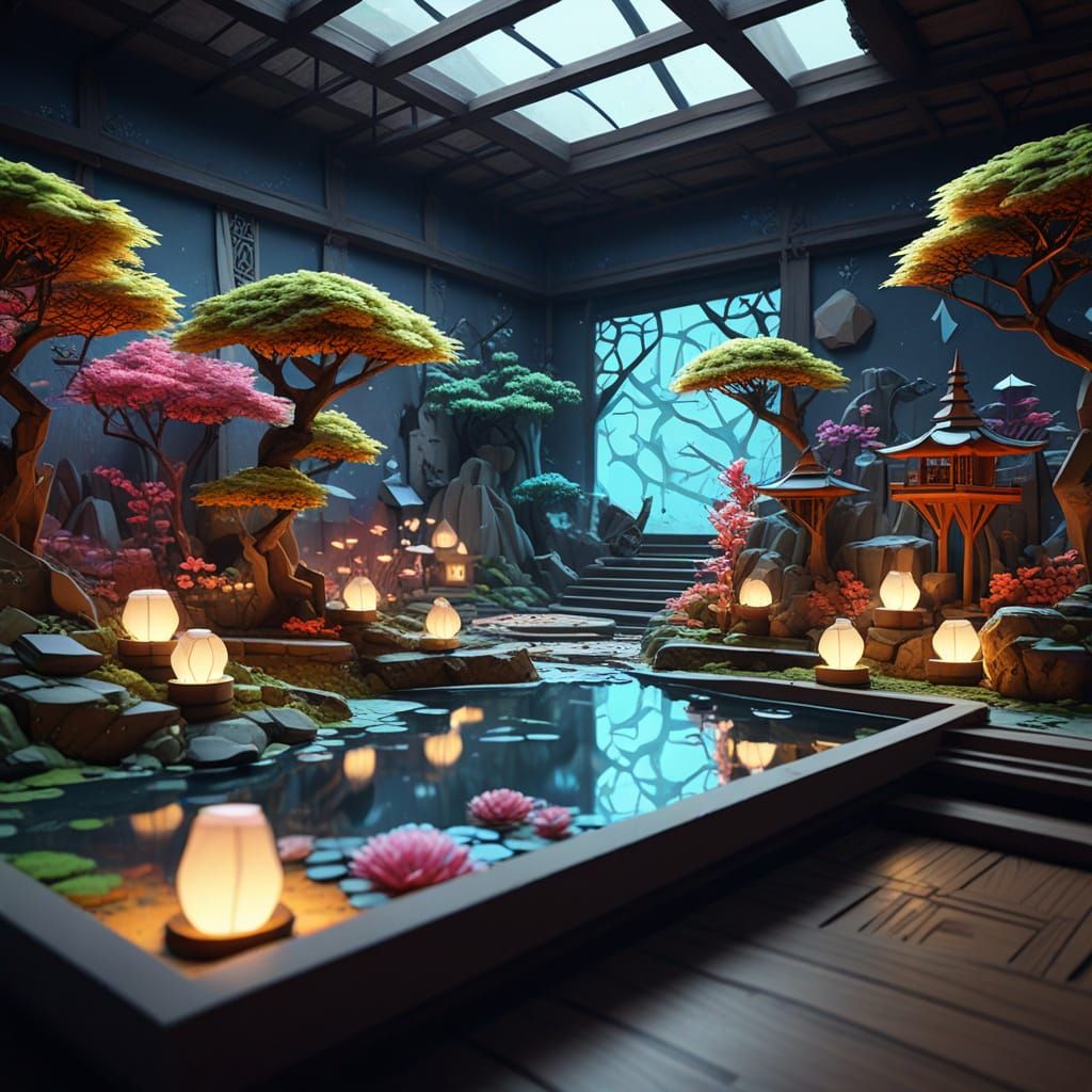 Magical Artists in Zen Garden Lab, Papercraft Style