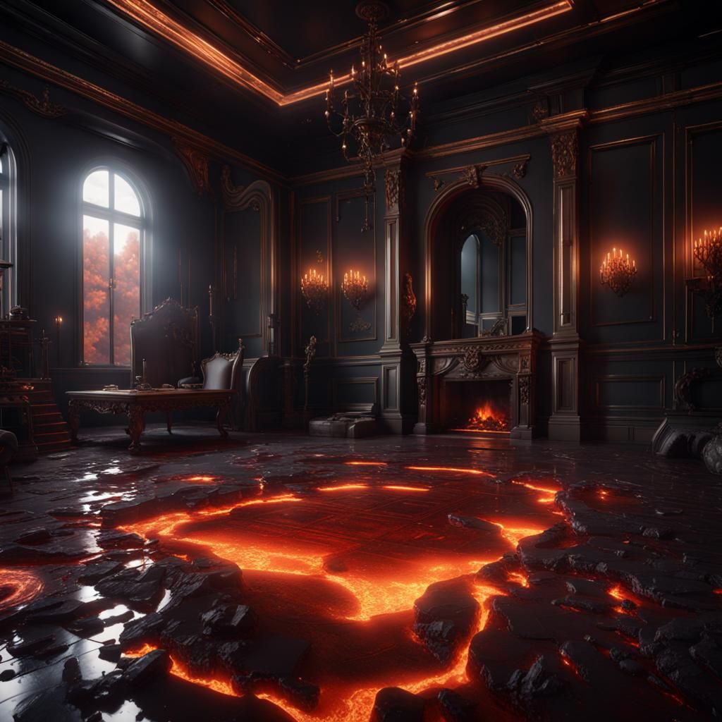 Infernal Mansion Interior in 3D Cinematic Style