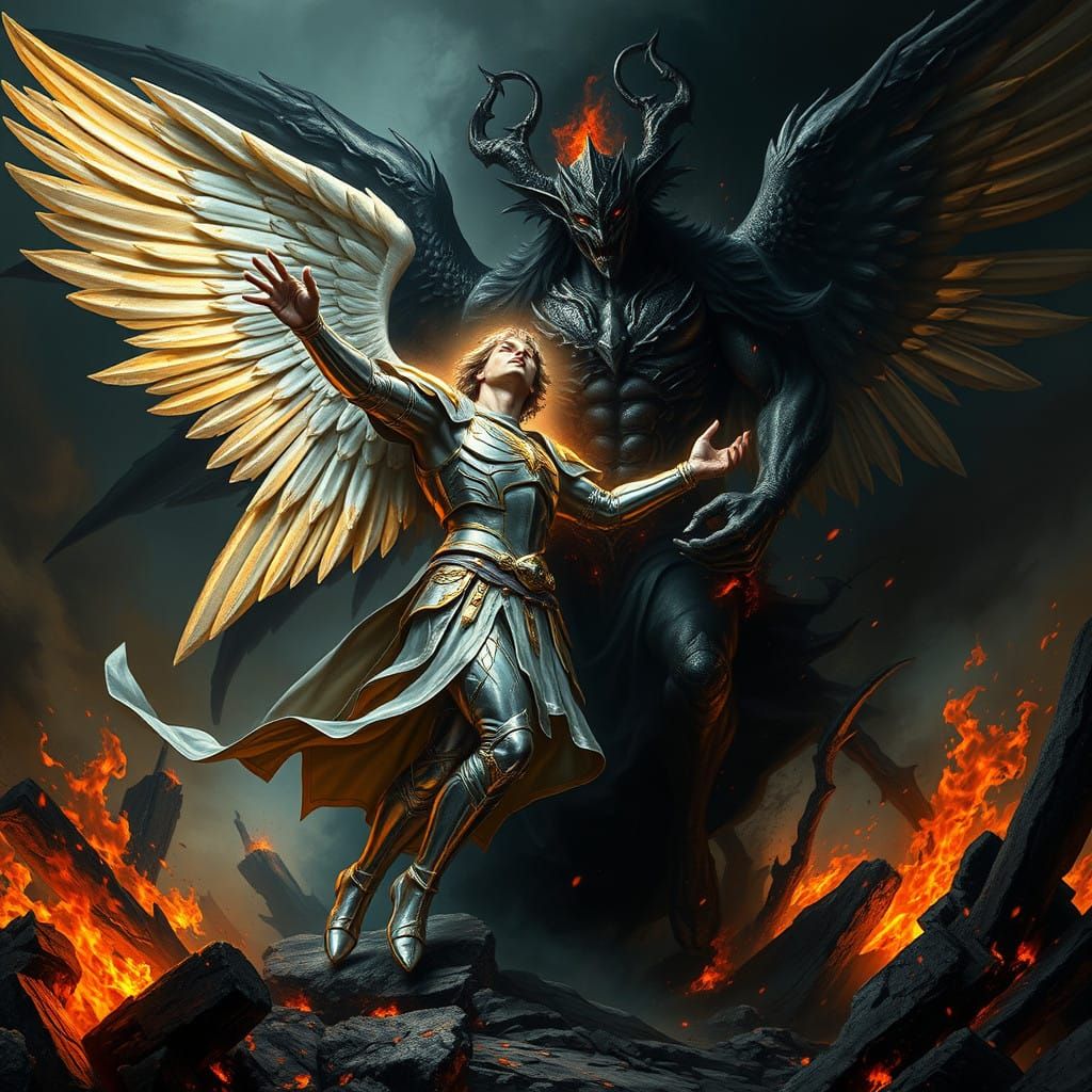 Archangel Michael vs Lucifer in Epic Divine Battle