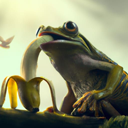 Frog eats banana 4K