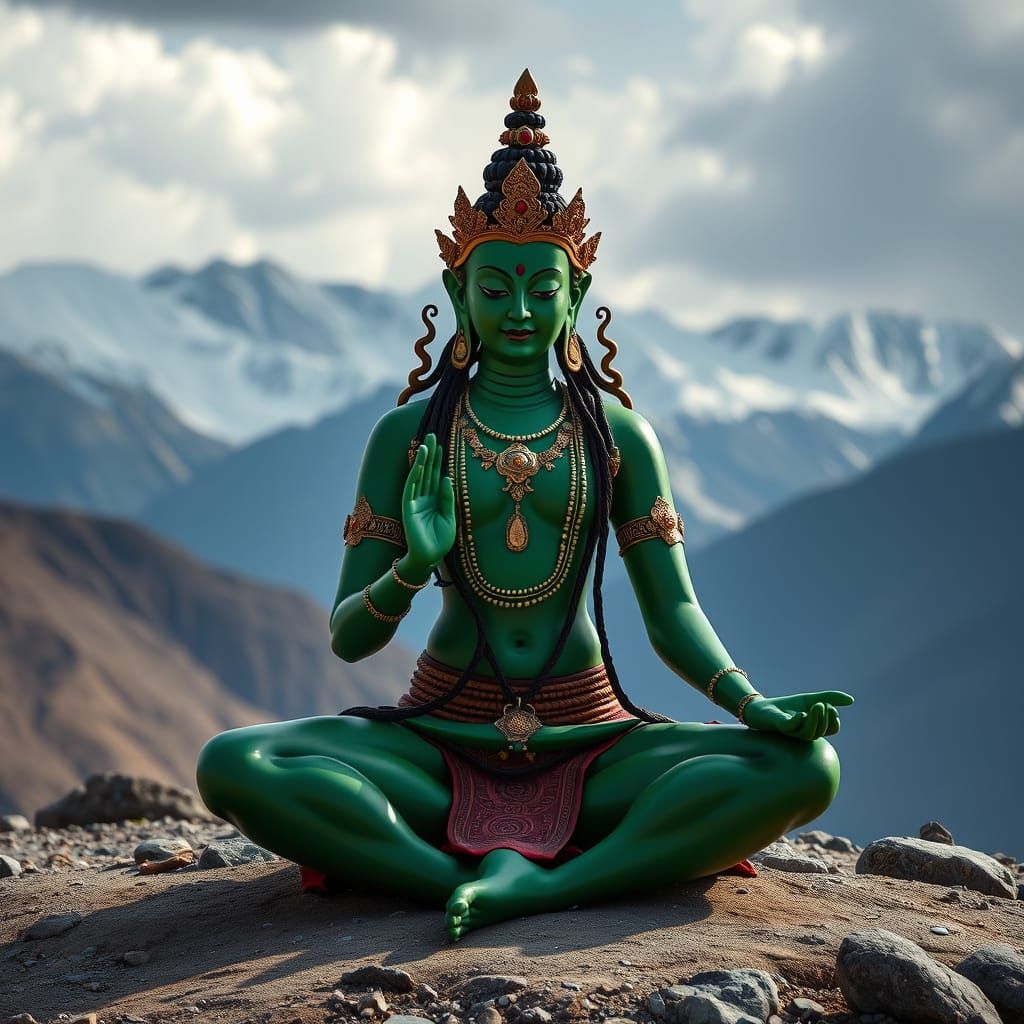 Buddhist Goddess in Tibetan Landscape