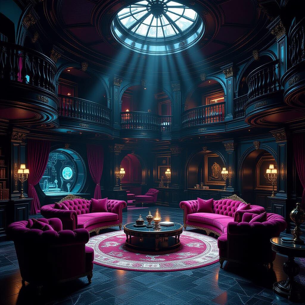 Opulent Penthouse Lair in Dark Fantasy Style