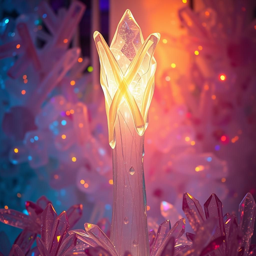 Luminescent Glass Sculpture with Multicolored Crystals