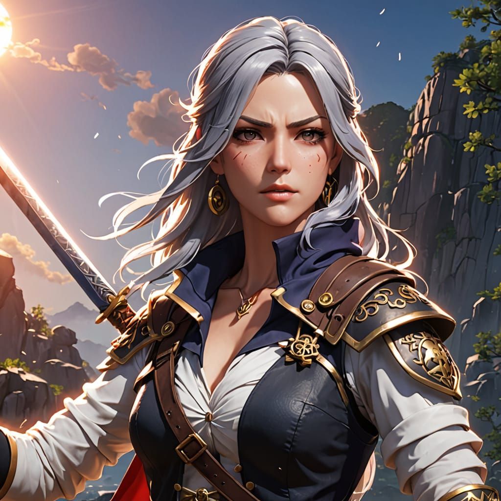 Vibrant Pirate Assassin in Triadic Colors