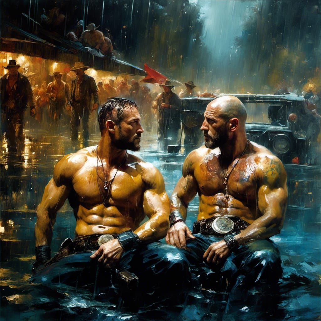 Cowboys in the Rain: Dramatic Fine Art