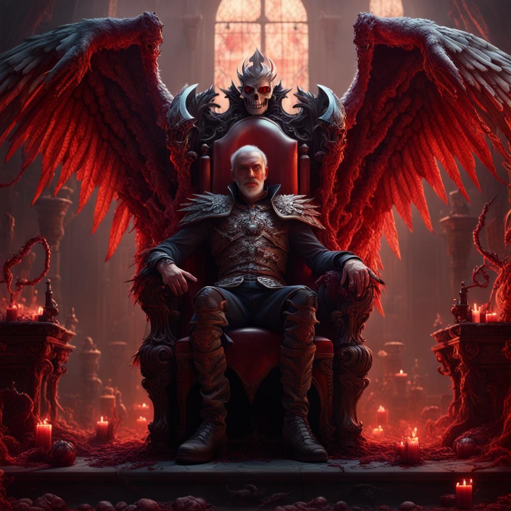 Hell Prince on Skull Throne: Detailed Matte Painting