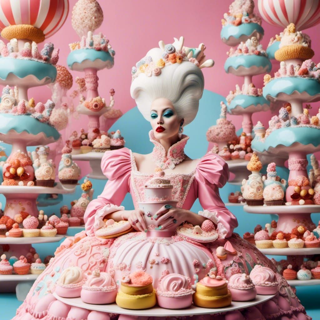 Marie Antoinette in Candyland: A Surreal Cake Fantasy