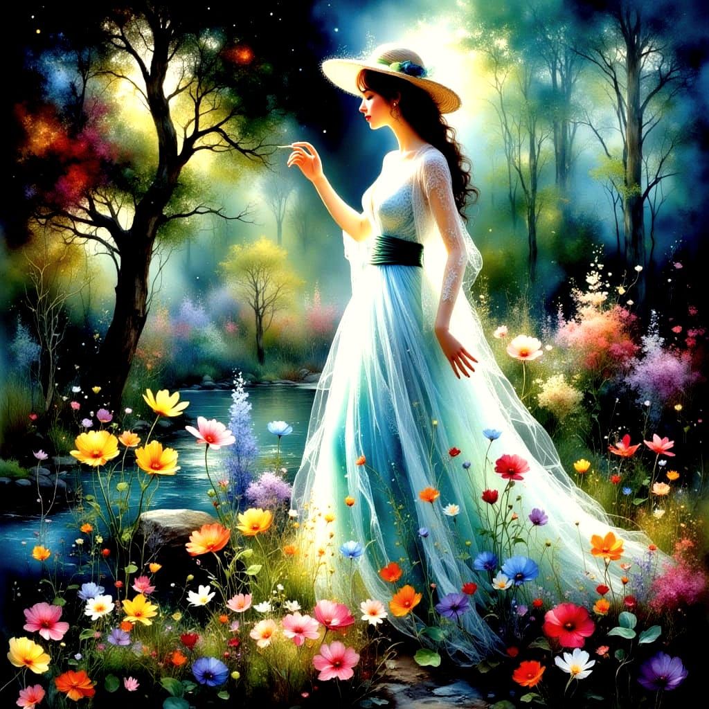 Dreamlike Garden of Eden Landscape Painting