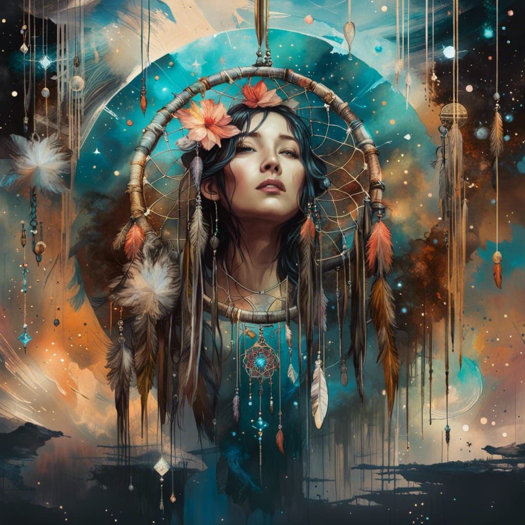 Dreamcatcher in Starry Sky: Dream-Inspired Fine Art