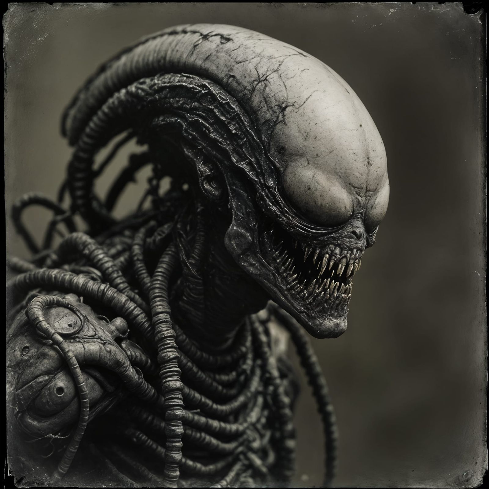 Hyperrealistic Zombie Xenomorph Warrior Portrait