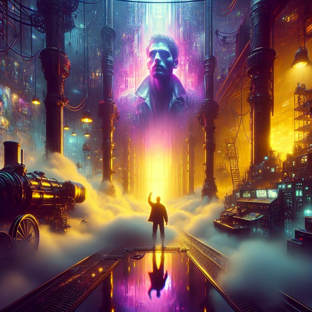 Existential Crisis: Steampunk Meets Cyberpunk in Neon Fantas...