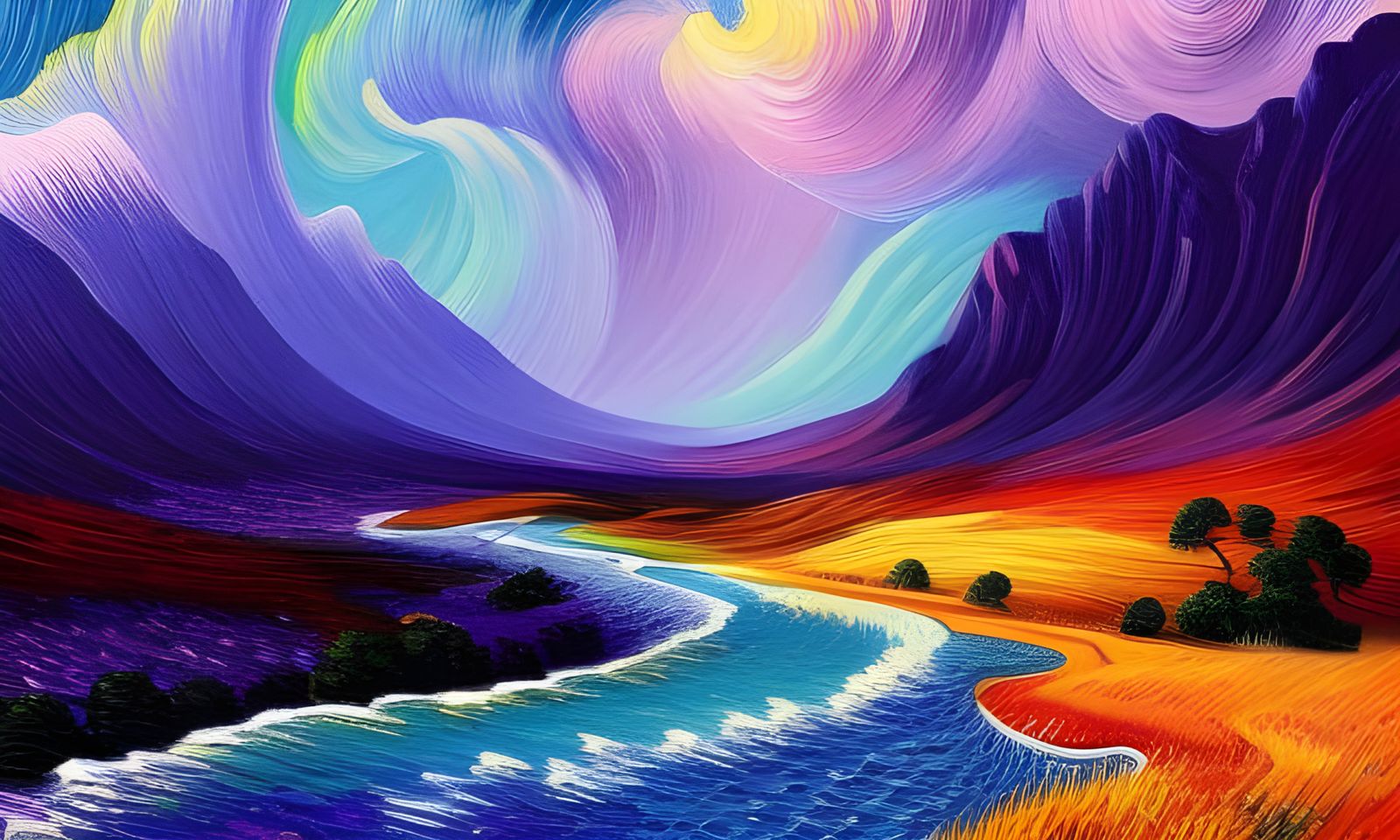 Beautiful Unicorn in Impasto Style