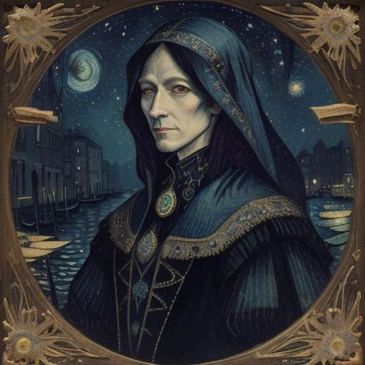 Venice Grand Canal at Moonrise Watercolor Painting