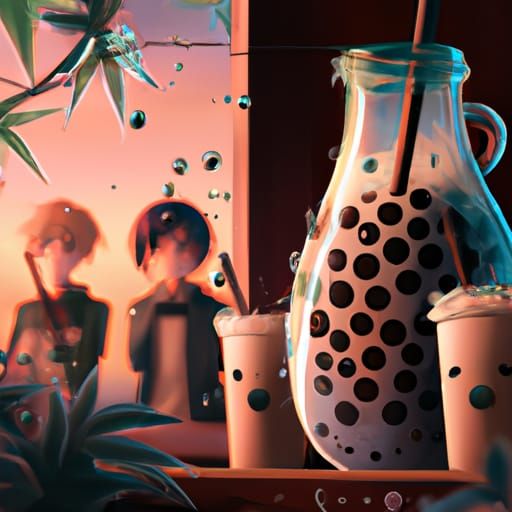 Boba Tea in Studio Ghibli Anime Style