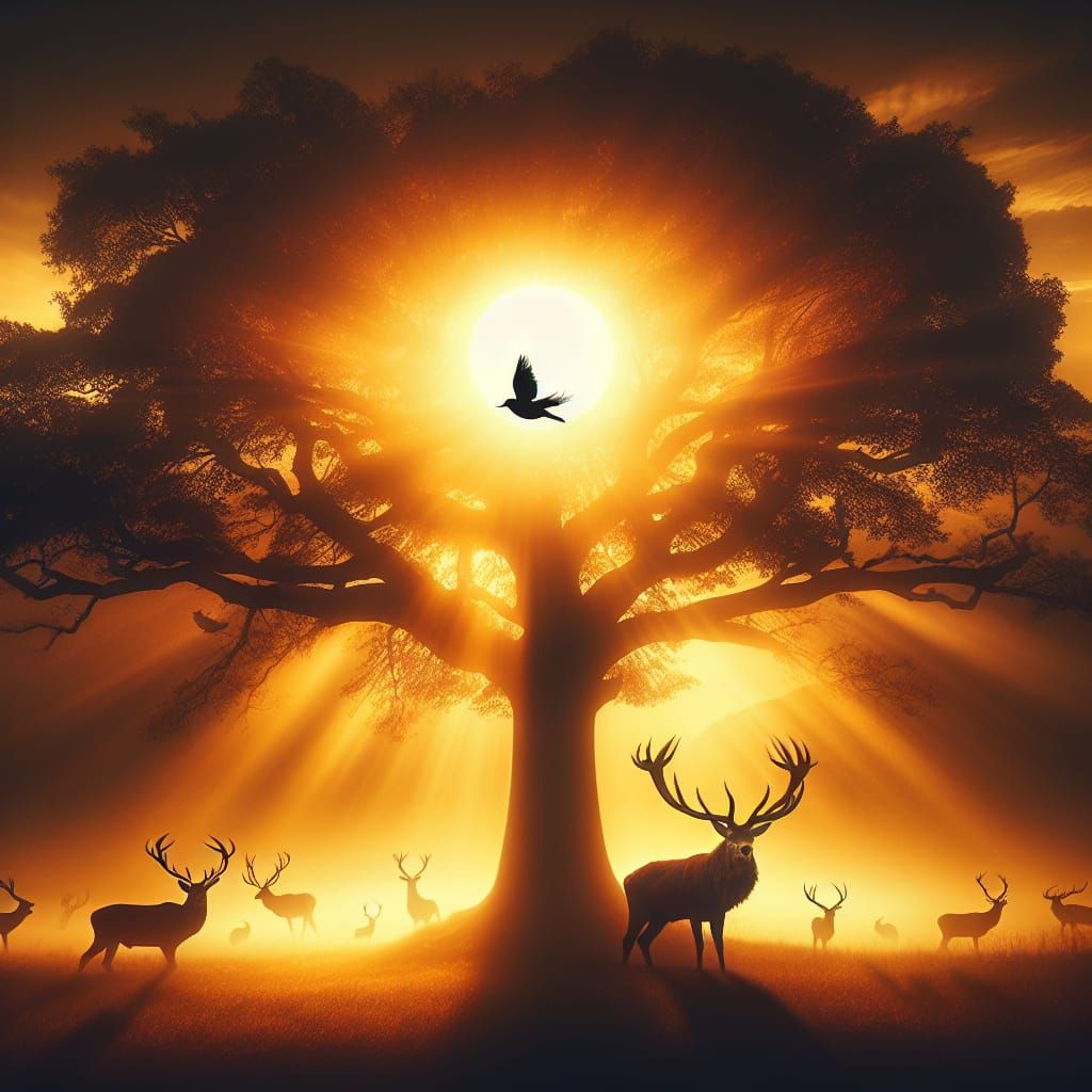 Majestic Stag at Twilight in Golden Light