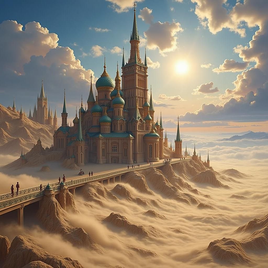 Ornate Fantasy Cityscape in Byzantine Gothic Style