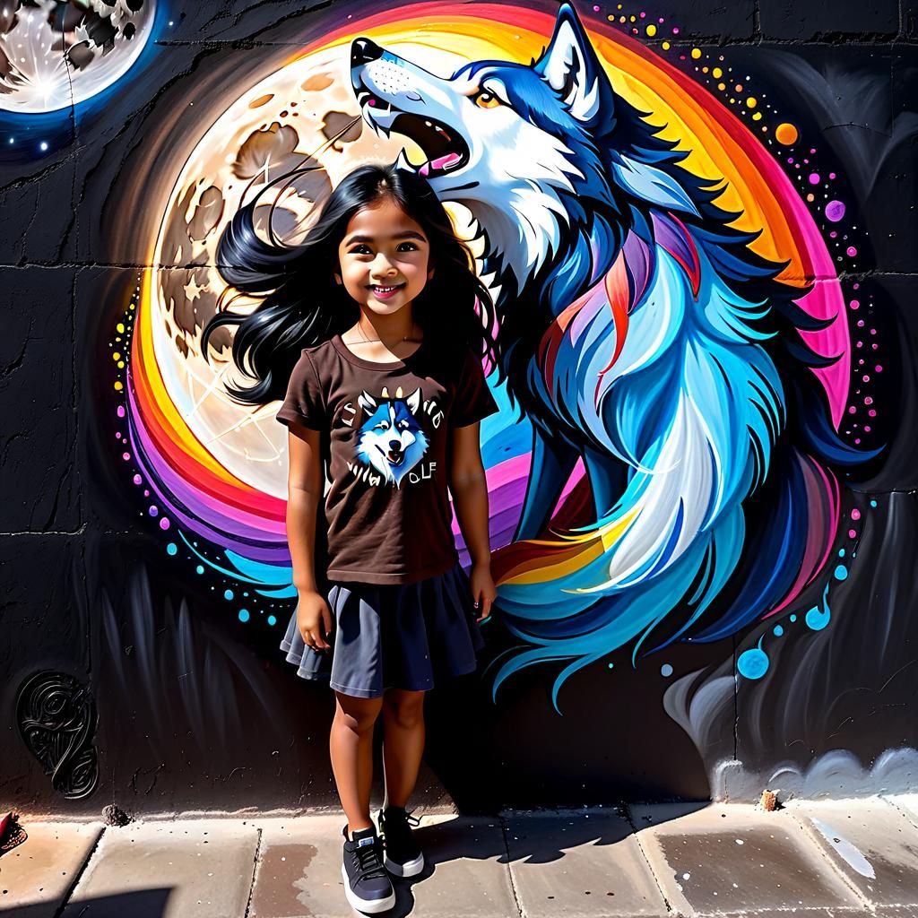 Colorful Chalk Drawing of a Thai Girl