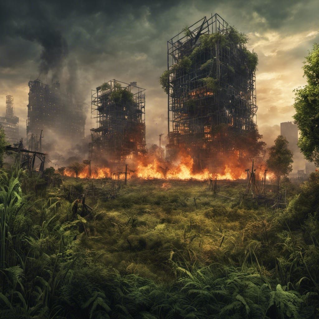 Dystopian Paris: Overgrown Ruins in Apocalyptic Future