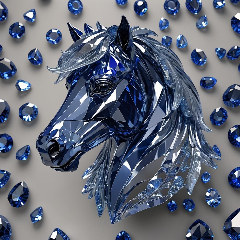 Sapphire Horse Head Art Deco Crystal Render