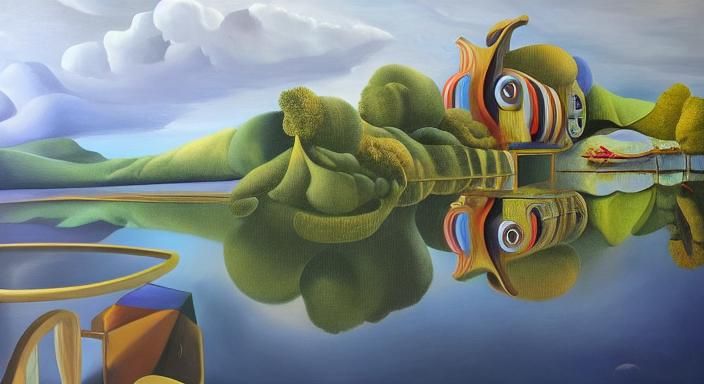 Surrealist Room with Floating Furniture in Dreamlike Oil Pai...