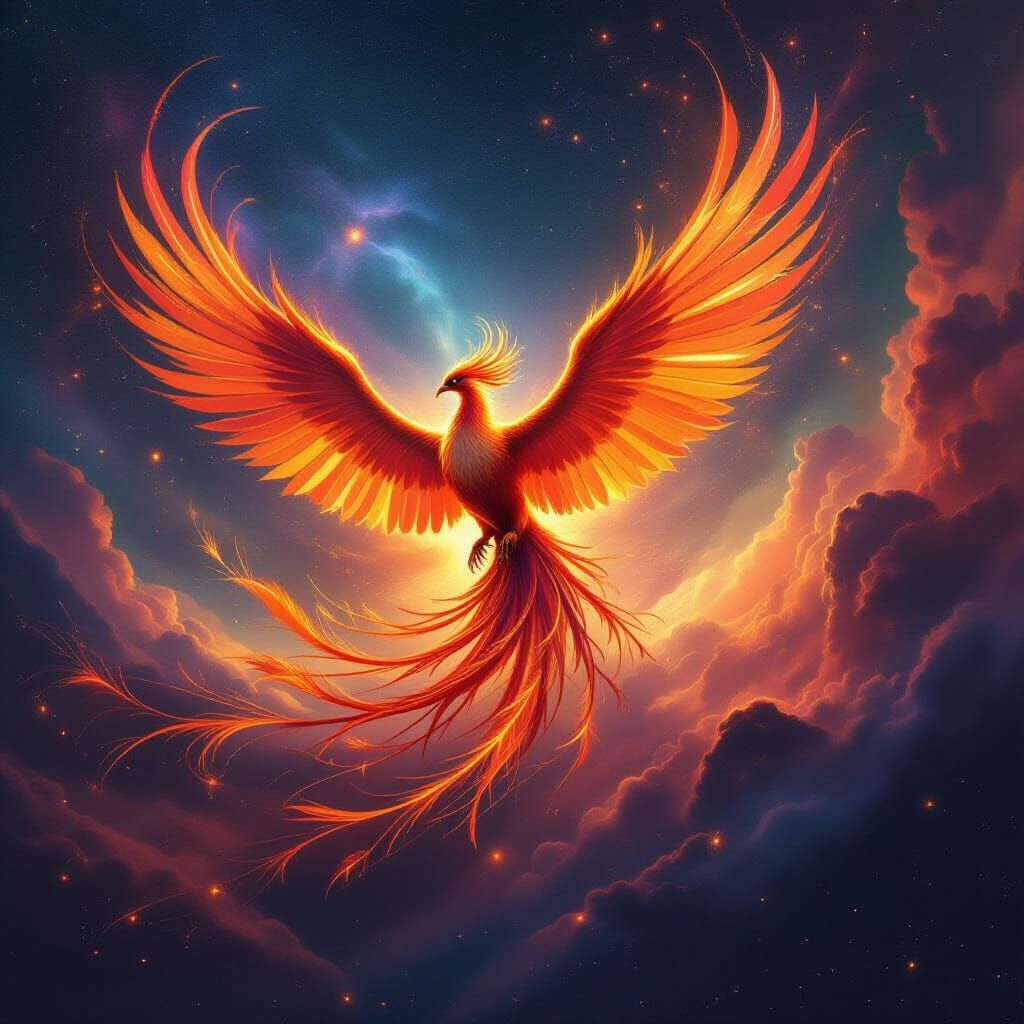 Majestic Phoenix Erupts in Celestial Fire