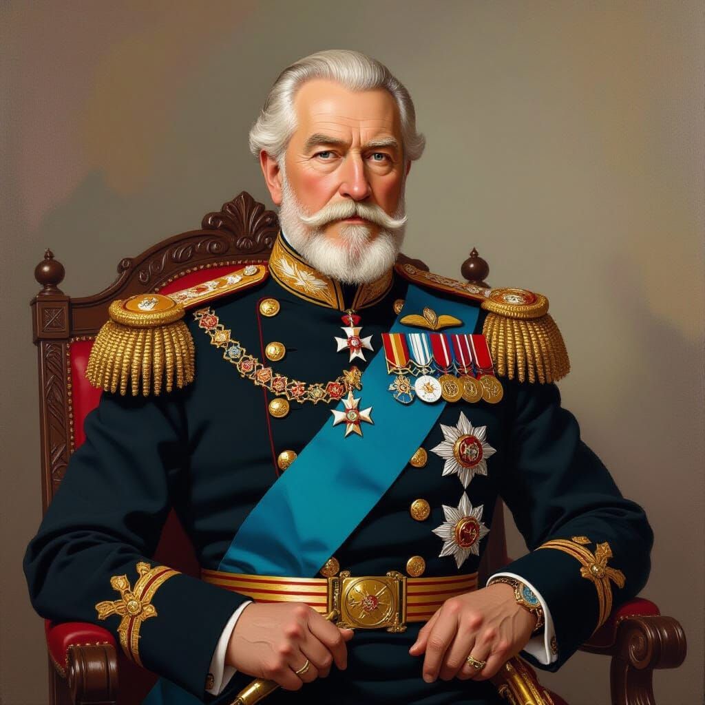 King George as Leader: Gouache Painting