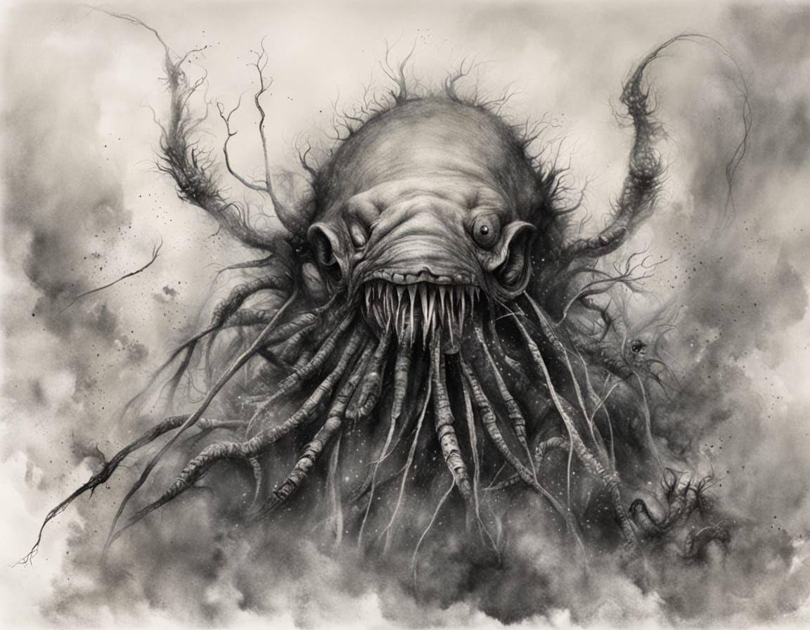 Alien Maggot Larva in the Style of Stephen Gammell