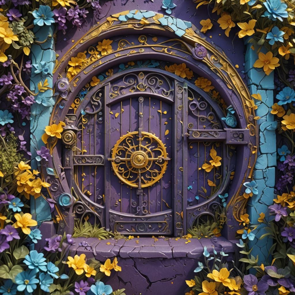 Ancient Garden Gate in Waxy Purple Sand