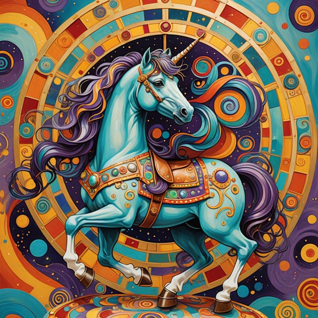Psychedelic Carousel Pony in Vibrant Complementary Colors