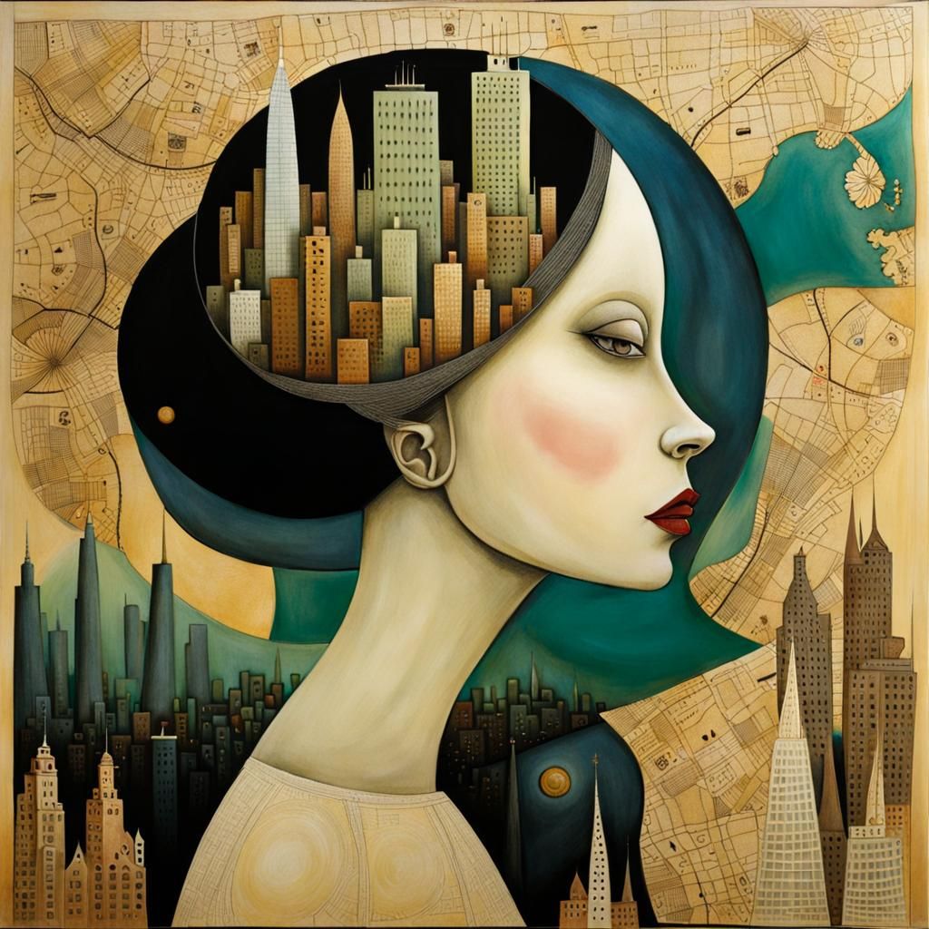 Girl in Art Brut Urban Dreamscape