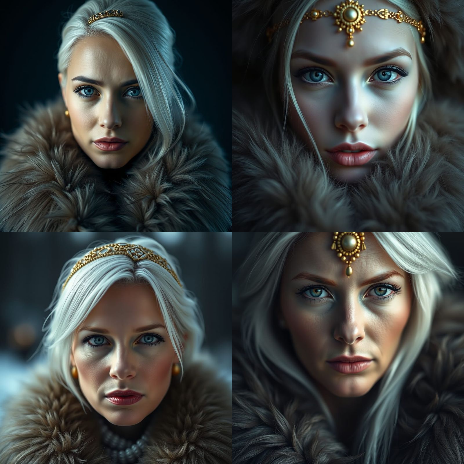 Elegant Woman with White Hair in Ambient Light