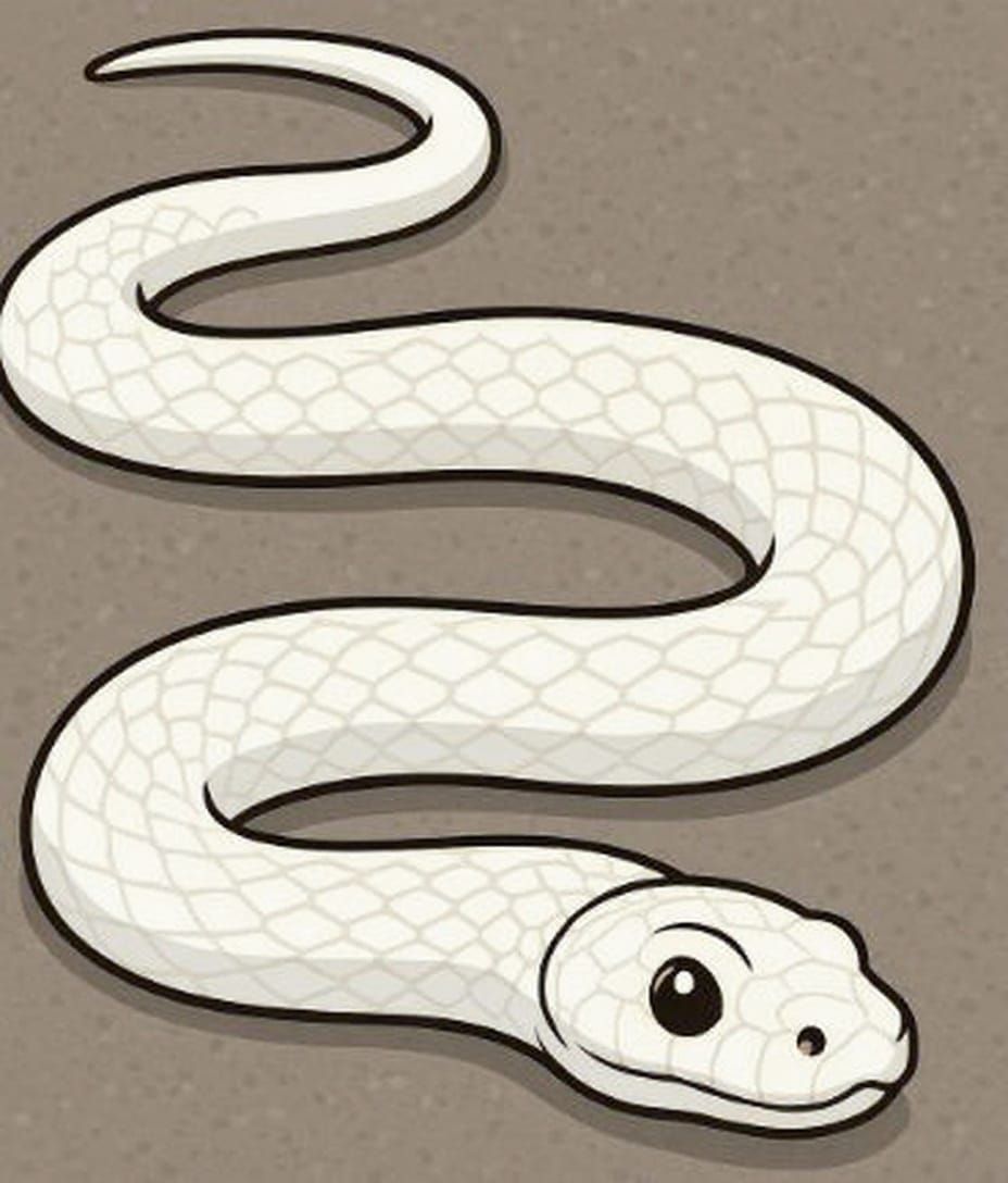 Cute White Cartoon Bull Snake