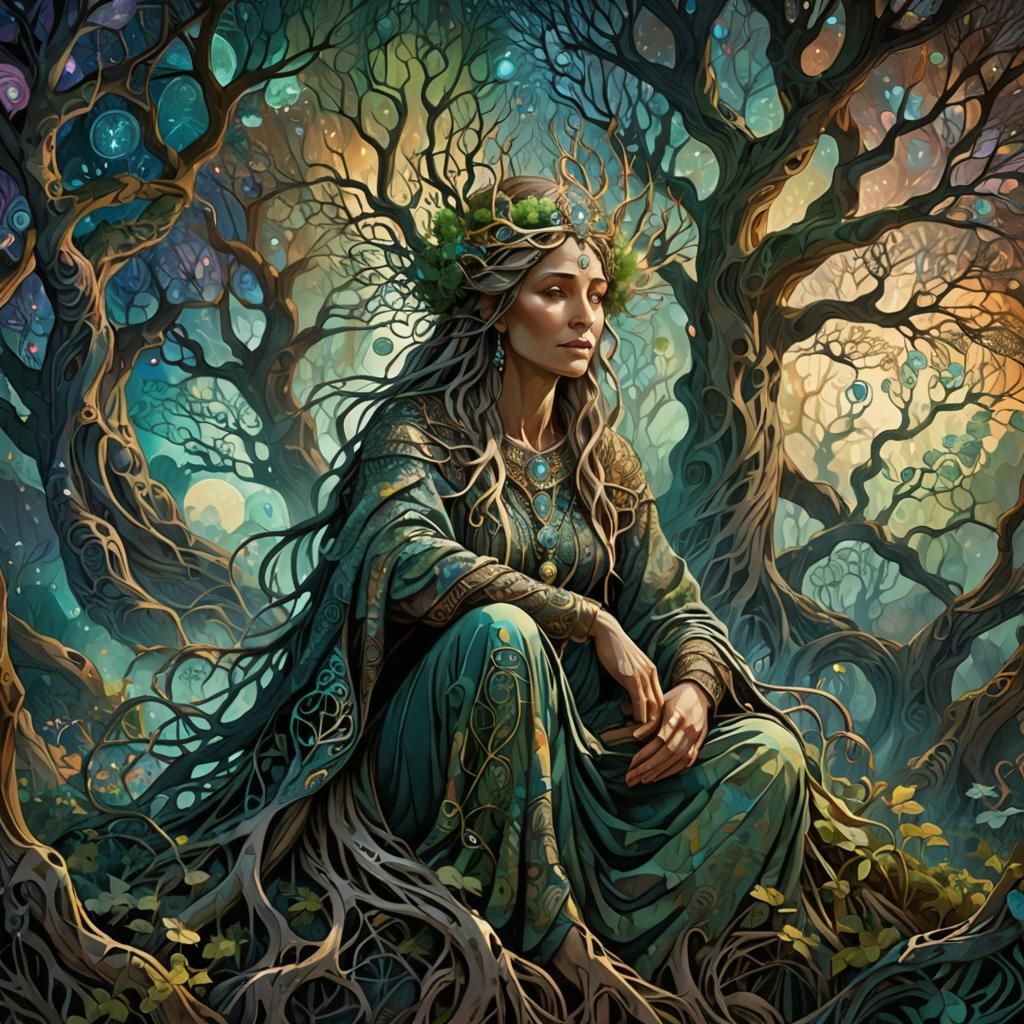 Mother Earth in Art Nouveau Style