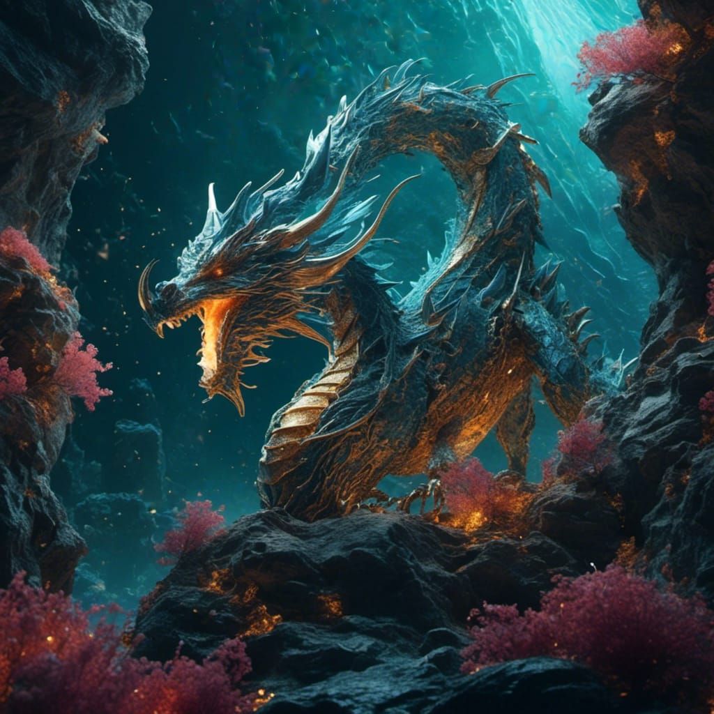 Deep Sea Dragon in Detailed Digital Painting Style