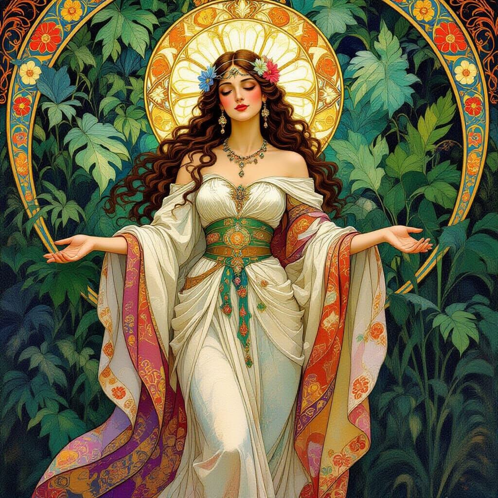Goddess of Wisdom in Art Nouveau Style