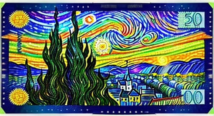 Psychedelic Banknote in Van Gogh Style
