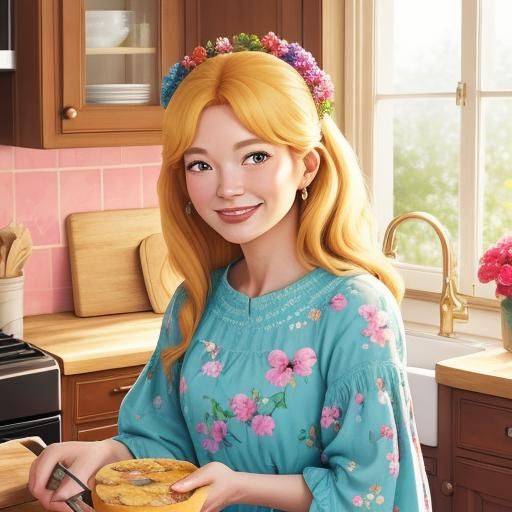 Happy Tradwife Baking: Disney-Style Portrait