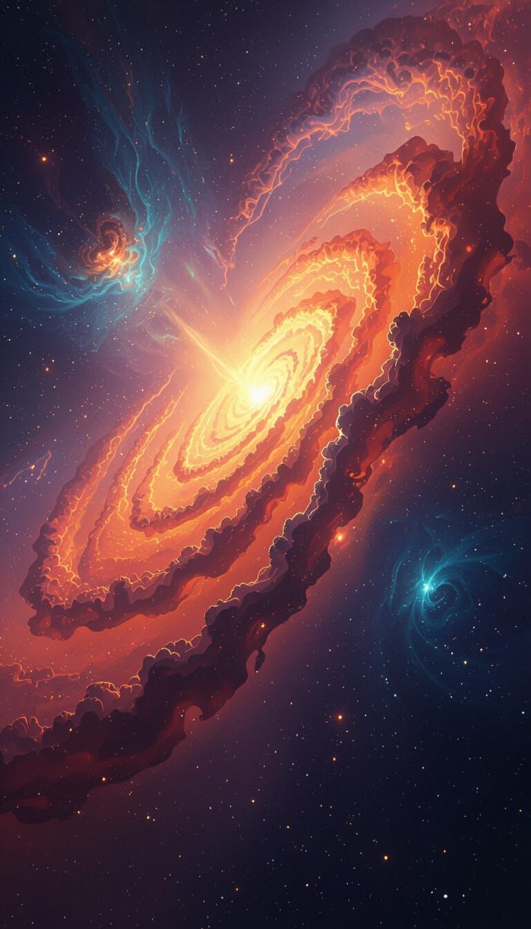 Surreal Cosmic Abstract Landscape with Swirling Nebulae