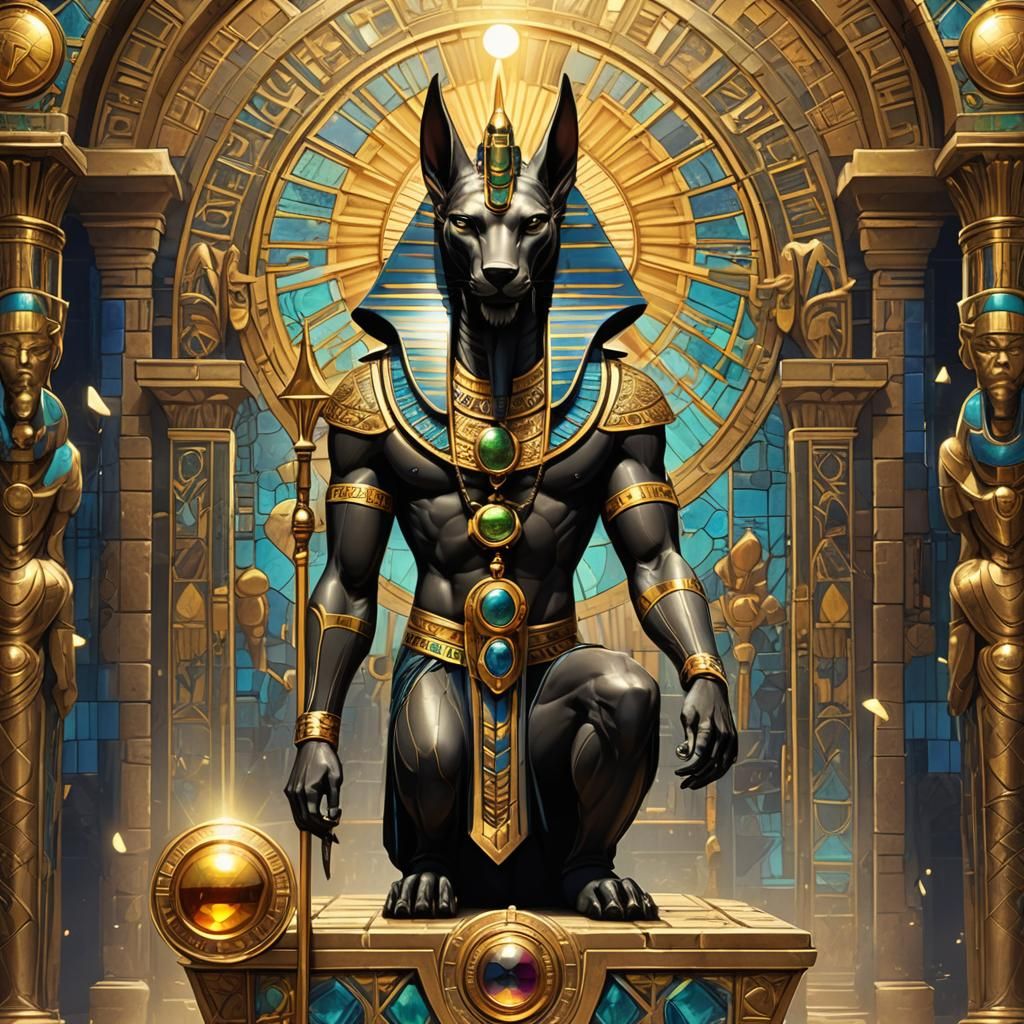 Polymorphic God Anubis in Art Nouveau Style