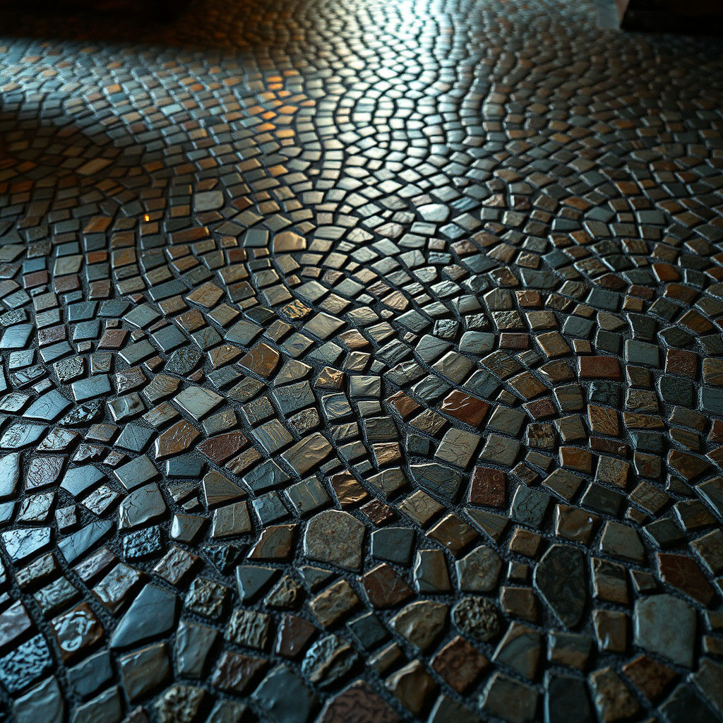 Irregular Mosaic Floor in Hyperrealistic HDR Style