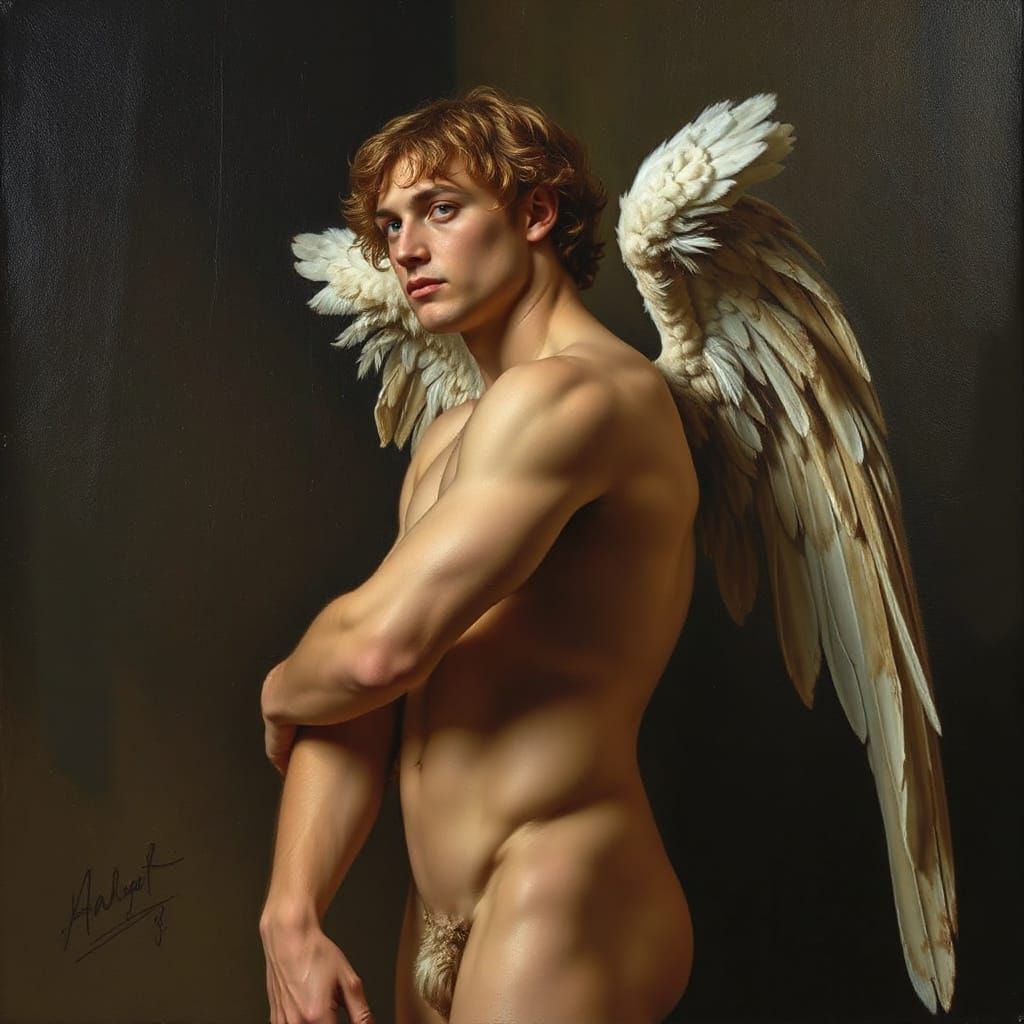 Majestic Renaissance Angel in Somber Contemplation