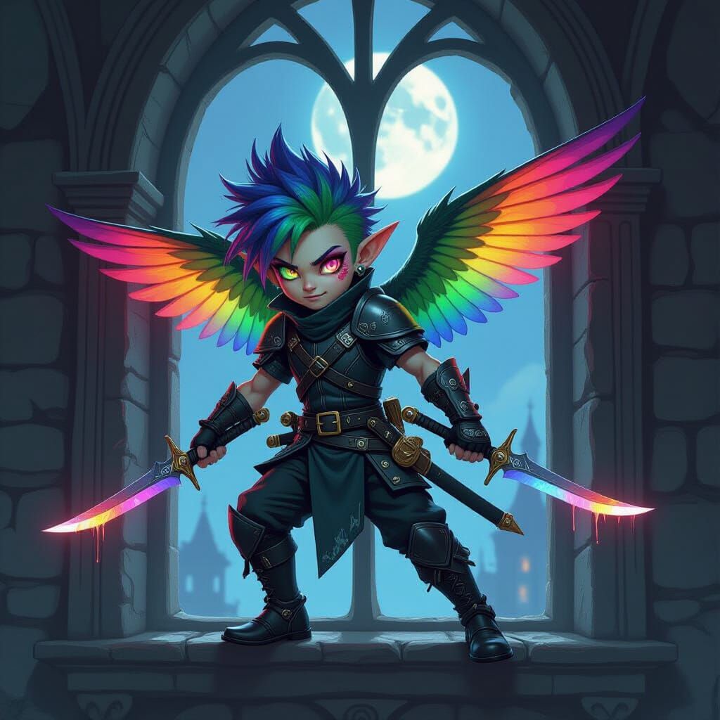 Sprite Assassin in Gothic Mansion, Mystical Matte Painting