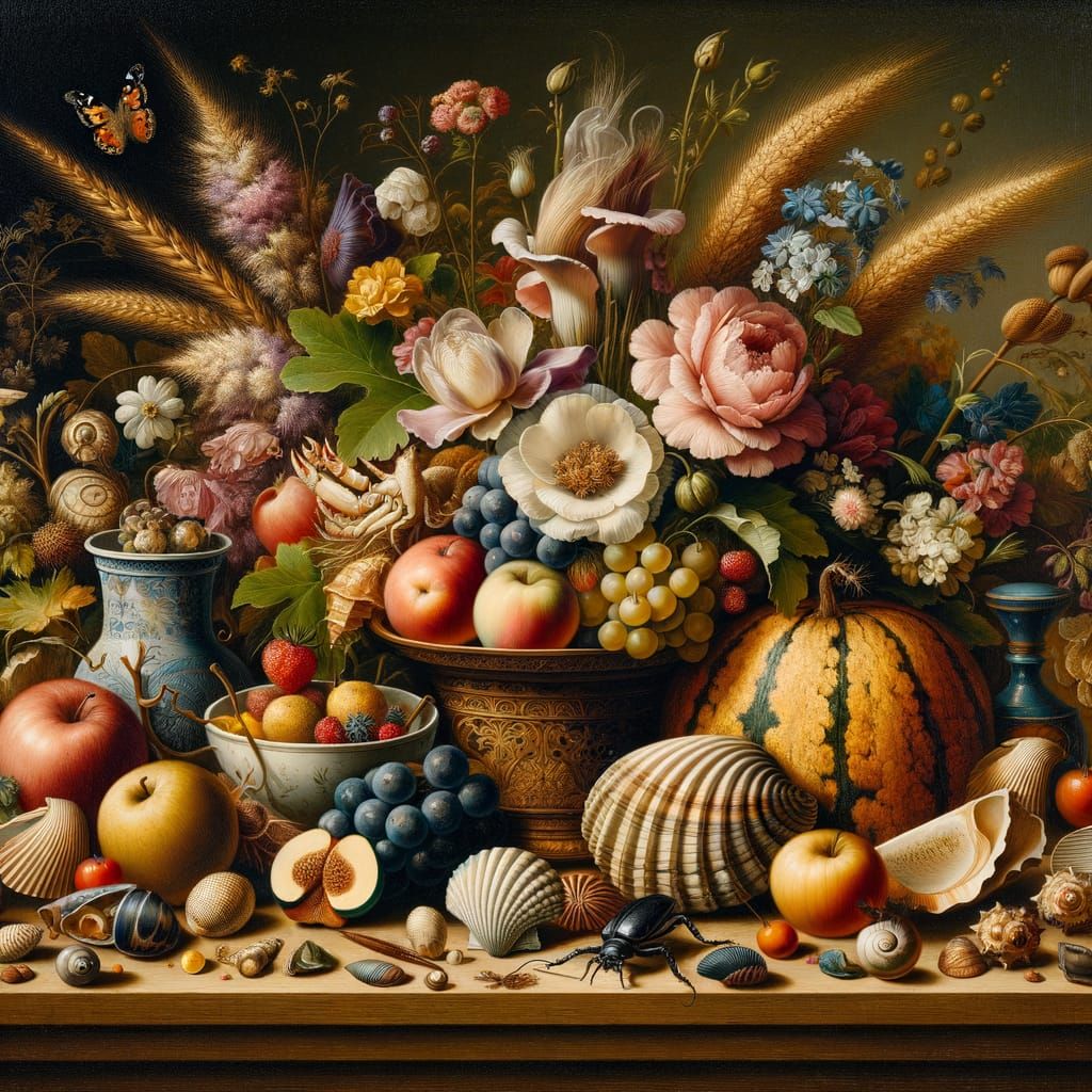 Detailed Still Life in Dutch Golden Age Style